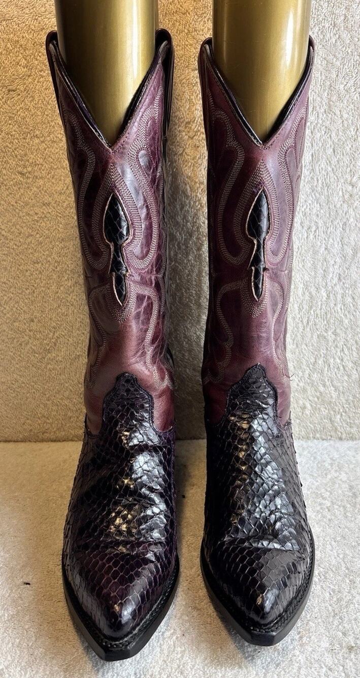 J. Chisholm D866 Vintage USA Handmade Womens 6 M Genuine Snakeskin Western Boots